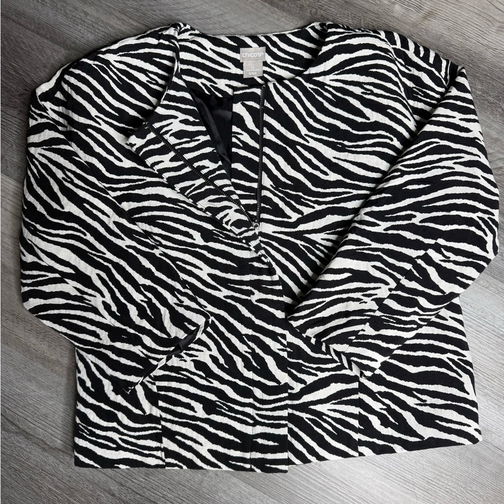 Chico's Zebra-print jacquard jacket blazer small size 0
